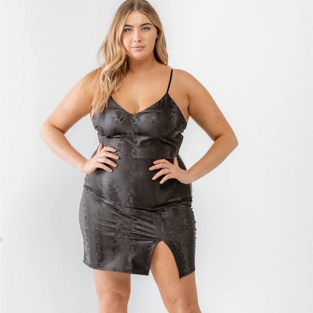 Black snake skin dress